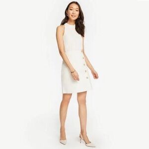 Gorgeous Cream Off White Ann Taylor Buttoned A-Line Weave Zip Back Skirt Size 8